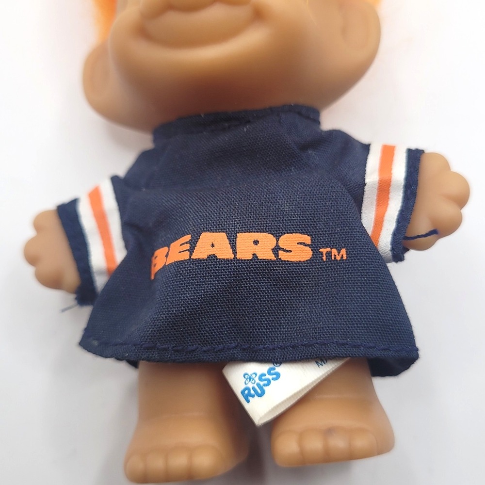 Vtg Rare Russ Troll Doll Chicago Bears Team NFL Tag Orange Hair 1990s Football - Picture 4 of 9